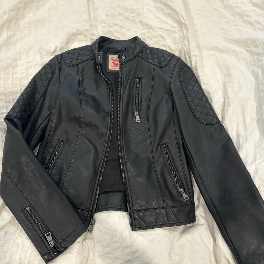 Levi’s Women's Faux Leather Moto Jacket - Black XS - Picture 4 of 9